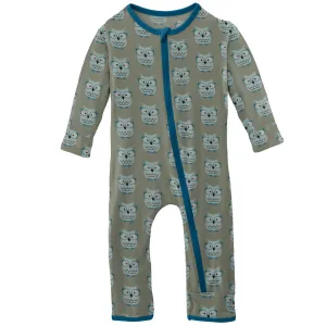 KicKee Pants Silver Sage Wise Owls Coverall with Zipper