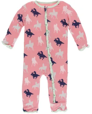 KicKee Pants Strawberry Cowgirl Muffin Ruffle Coverall with Zipper