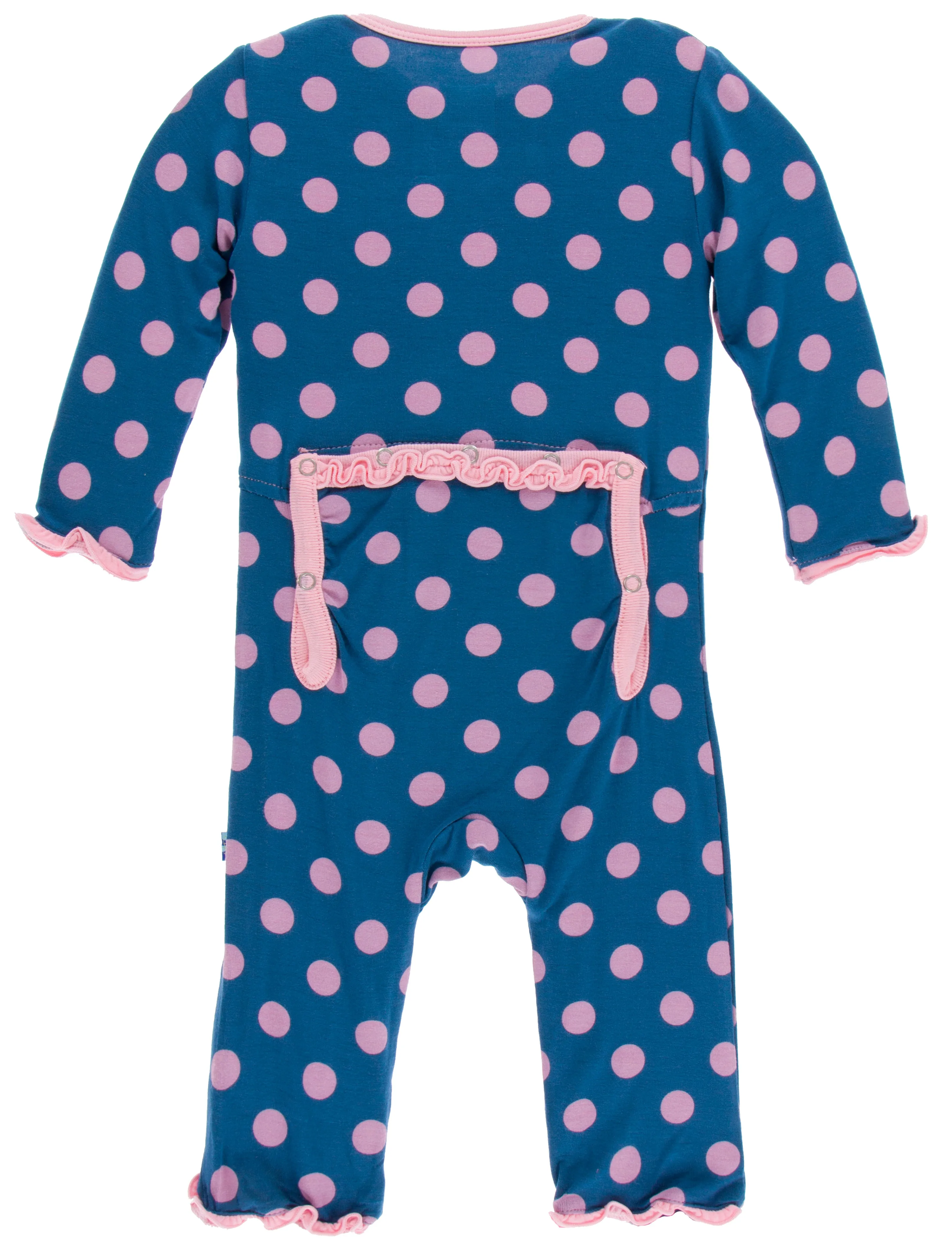 KicKee Pants Twilight Dot Muffin Ruffle Coverall with Zipper