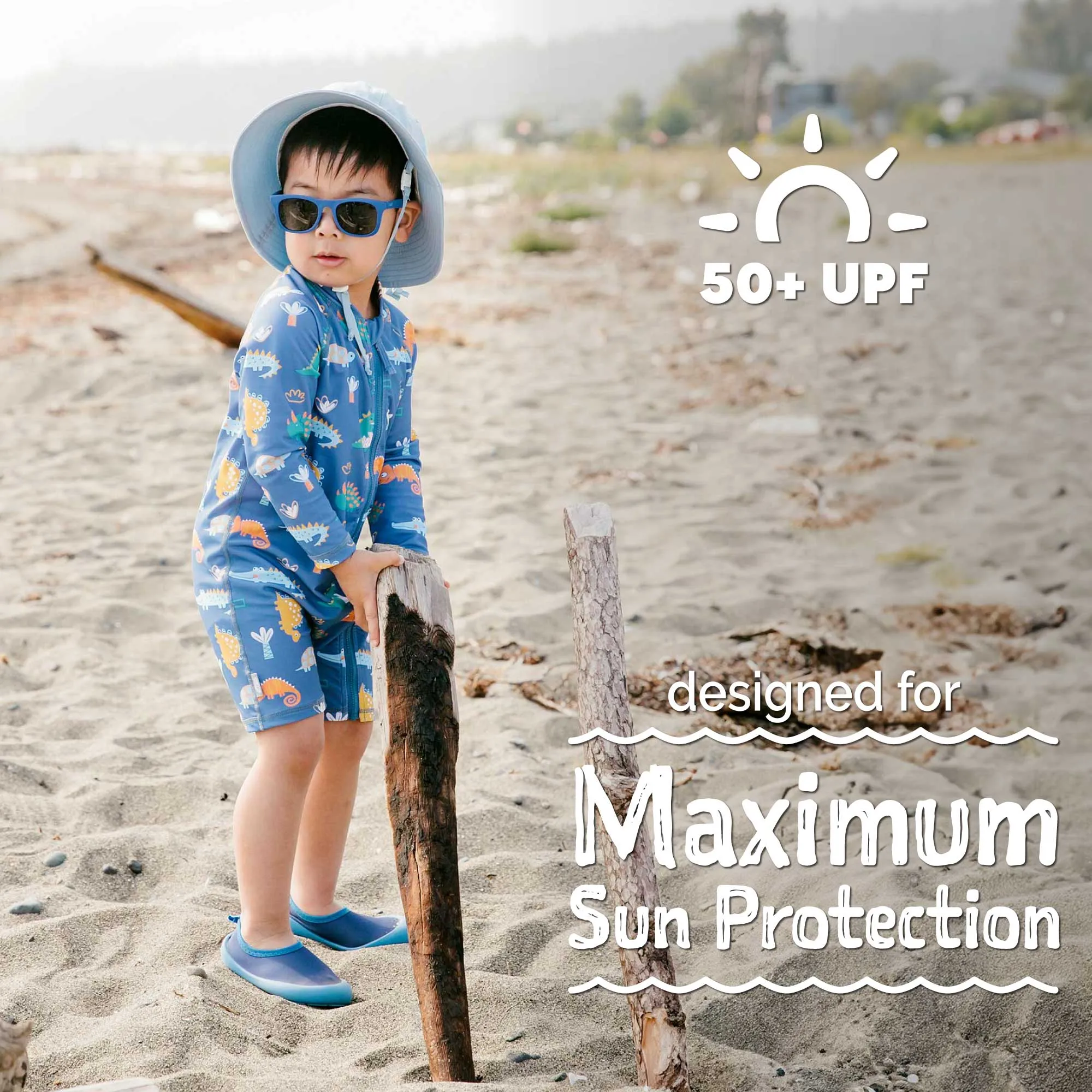 Kids One Piece UV Sun Suit - Dino Buddies
