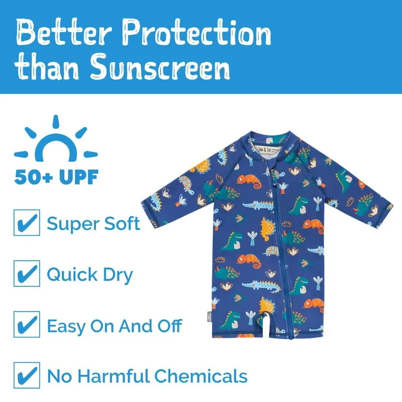 Kids One Piece UV Sun Suit - Dino Buddies
