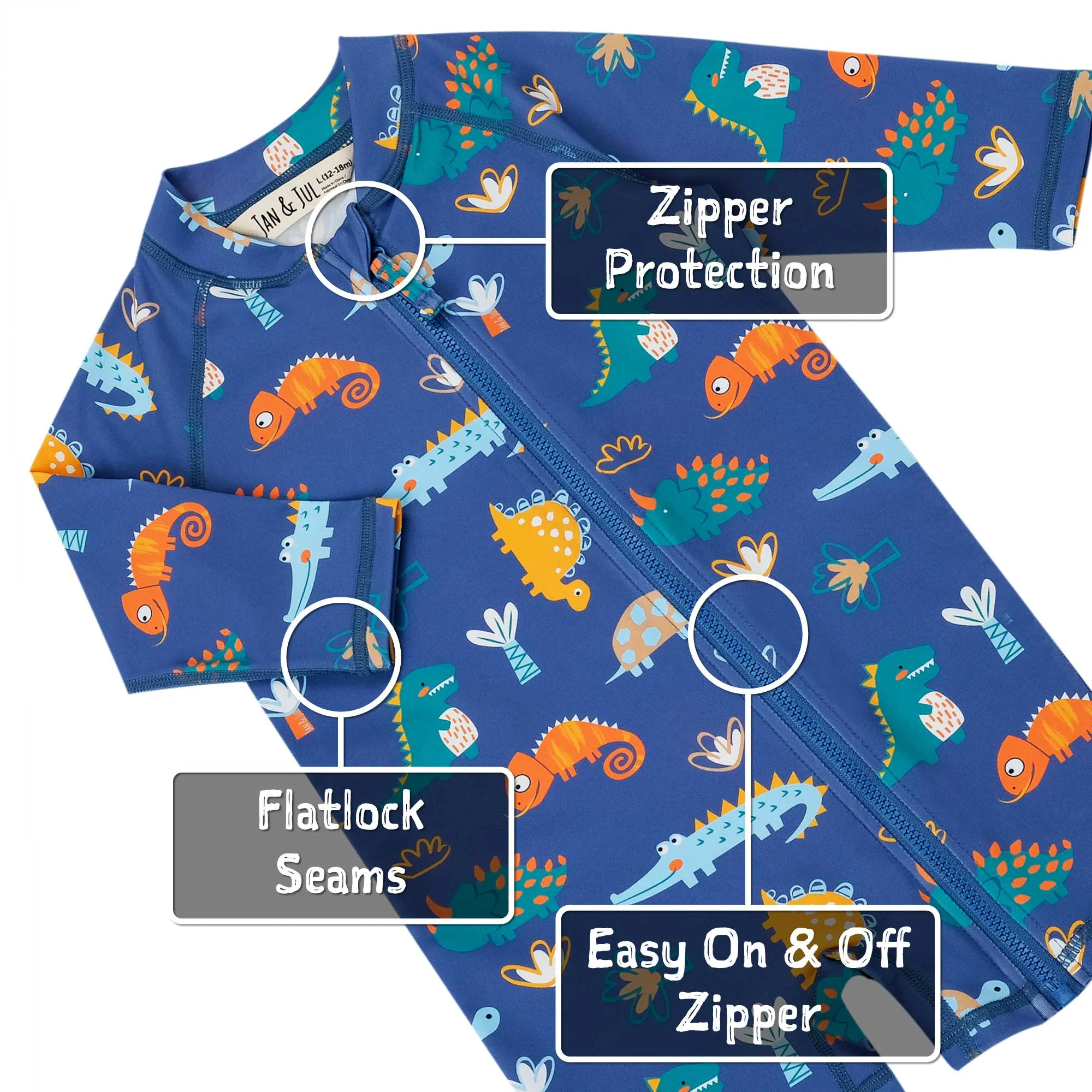 Kids One Piece UV Sun Suit - Dino Buddies