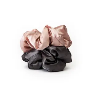 Kitsch Satin Pillow Scrunchies - Blush & Charcoal