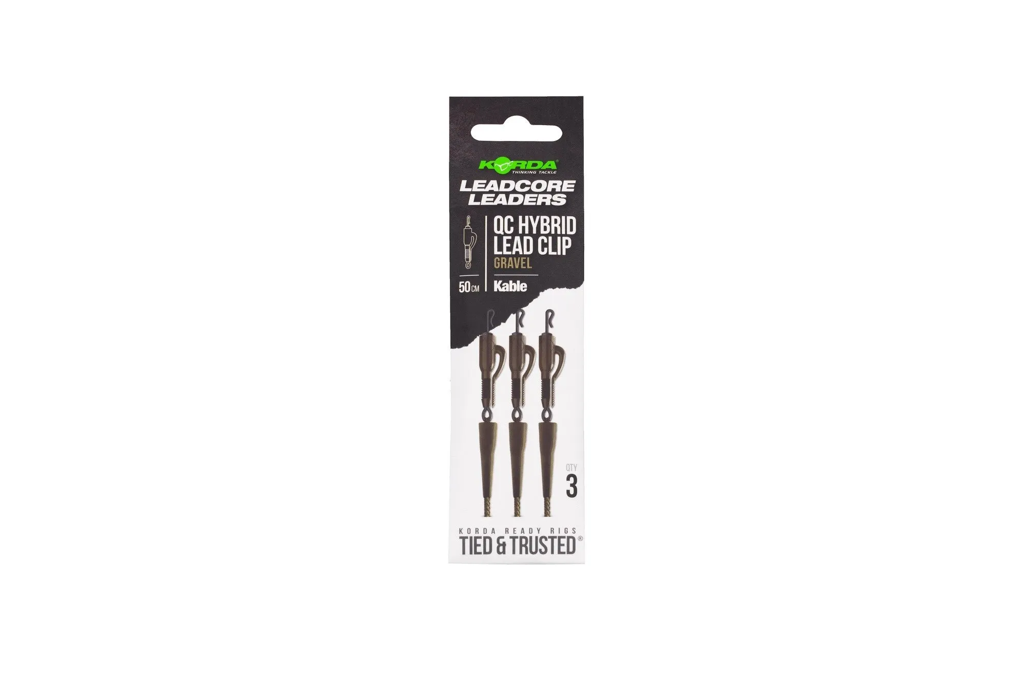 Korda Kable Leadcore Leader Hybrid Lead Clip QC Swivel 50cm