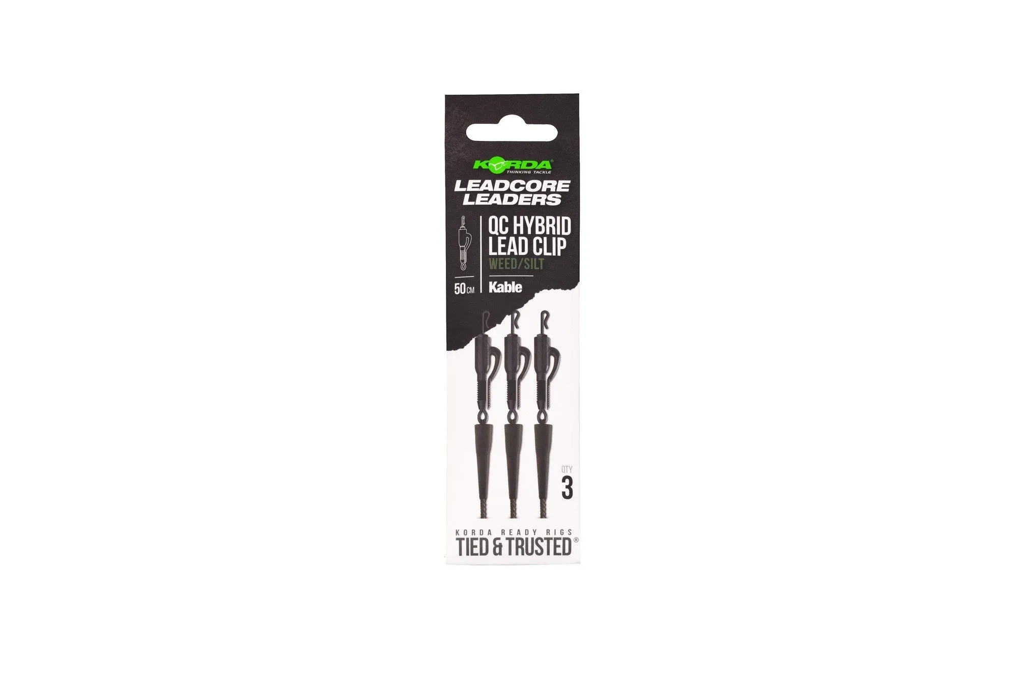 Korda Kable Leadcore Leader Hybrid Lead Clip QC Swivel 50cm