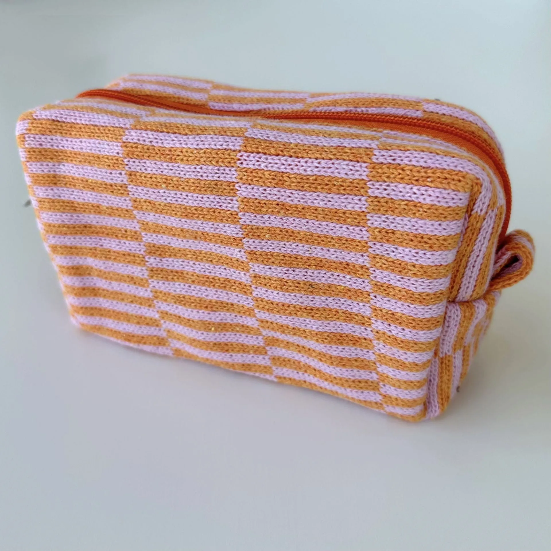 Large Capacity Chessboard Plaid Stripes Color Matching Cosmetic Bags