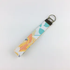 Lemon and Aqua Floral Print Key Fob.