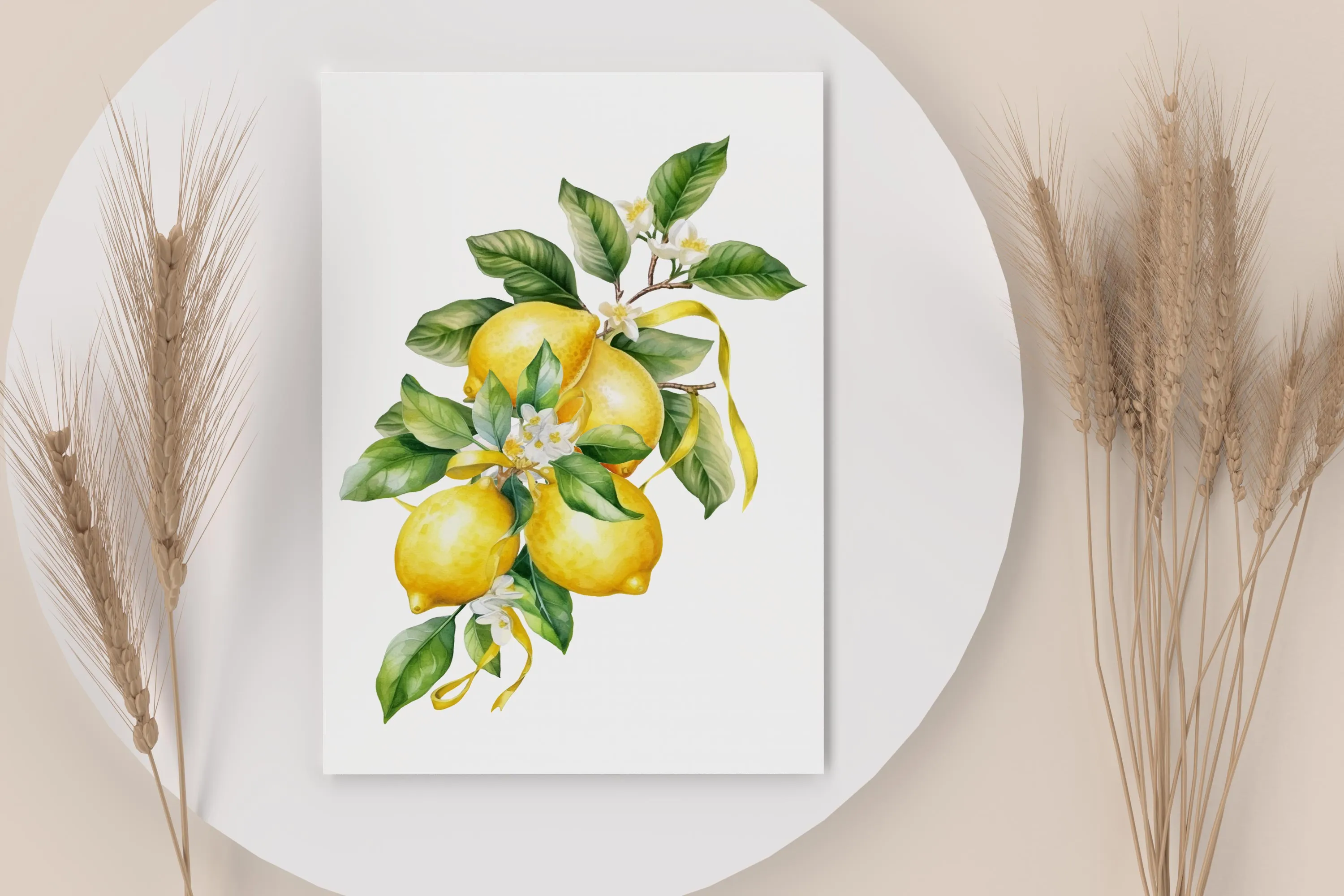 Lemon Greeting Card, Charming Watercolor Design with Yellow Plaid Back, Ideal for Sending Cheerful Notes, Seasonal Gift | Preppy Coastal Collection