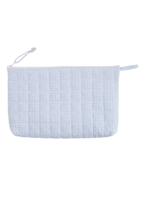 Light Blue Gingham Quilted Luggage