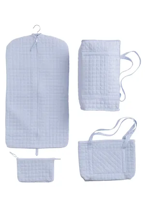 Light Blue Gingham Quilted Luggage