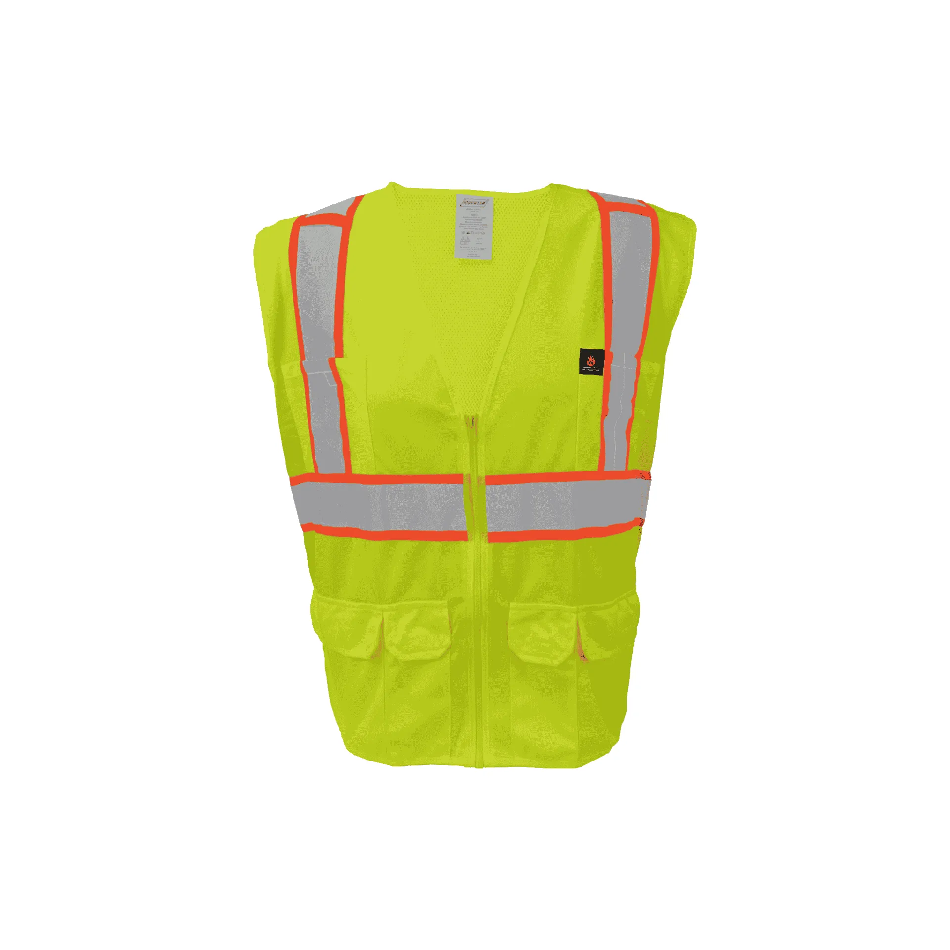 Lime Class 2 Flame Retardant Surveyor Vest with Zipper Front