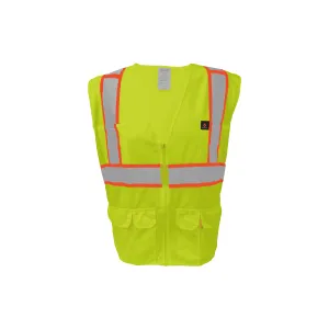 Lime Class 2 Flame Retardant Surveyor Vest with Zipper Front