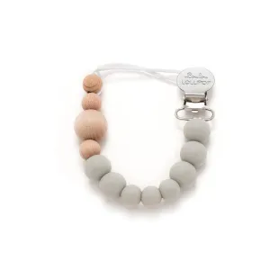 LouLou LOLLIPOP Colour Block Silicone & Wood Pacifier Clip (Cool Grey)
