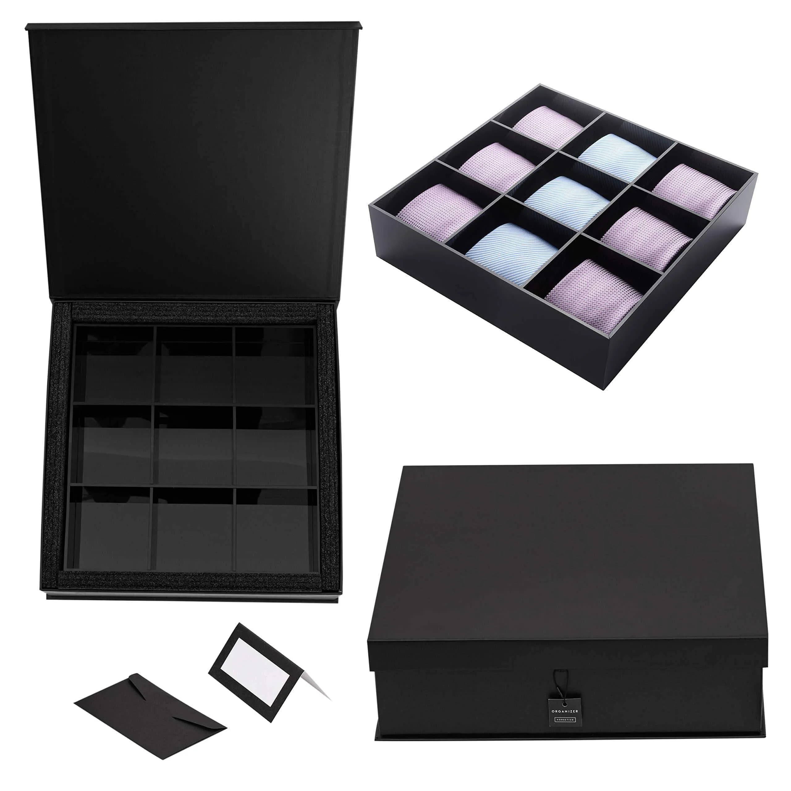 Luxury and Stylish Acrylic Organizer - Fine and Elegant Gift- Keep Belts, Socks, Ties, Underwear, Panties, Briefs, Boxers, Scarves Organized - Drawer Divider, Closet and Storage Box