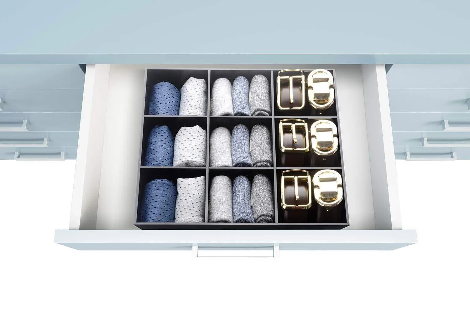 Luxury and Stylish Acrylic Organizer - Fine and Elegant Gift- Keep Belts, Socks, Ties, Underwear, Panties, Briefs, Boxers, Scarves Organized - Drawer Divider, Closet and Storage Box