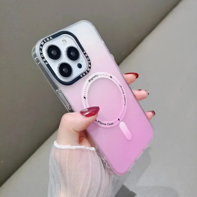Luxury Shockproof Magsafe Slim Matte Cover Gradient Case For iPhone
