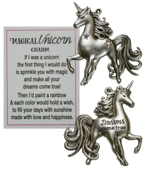 Magical Unicorn Inspirational Zinc Pocket Charm With Story Card