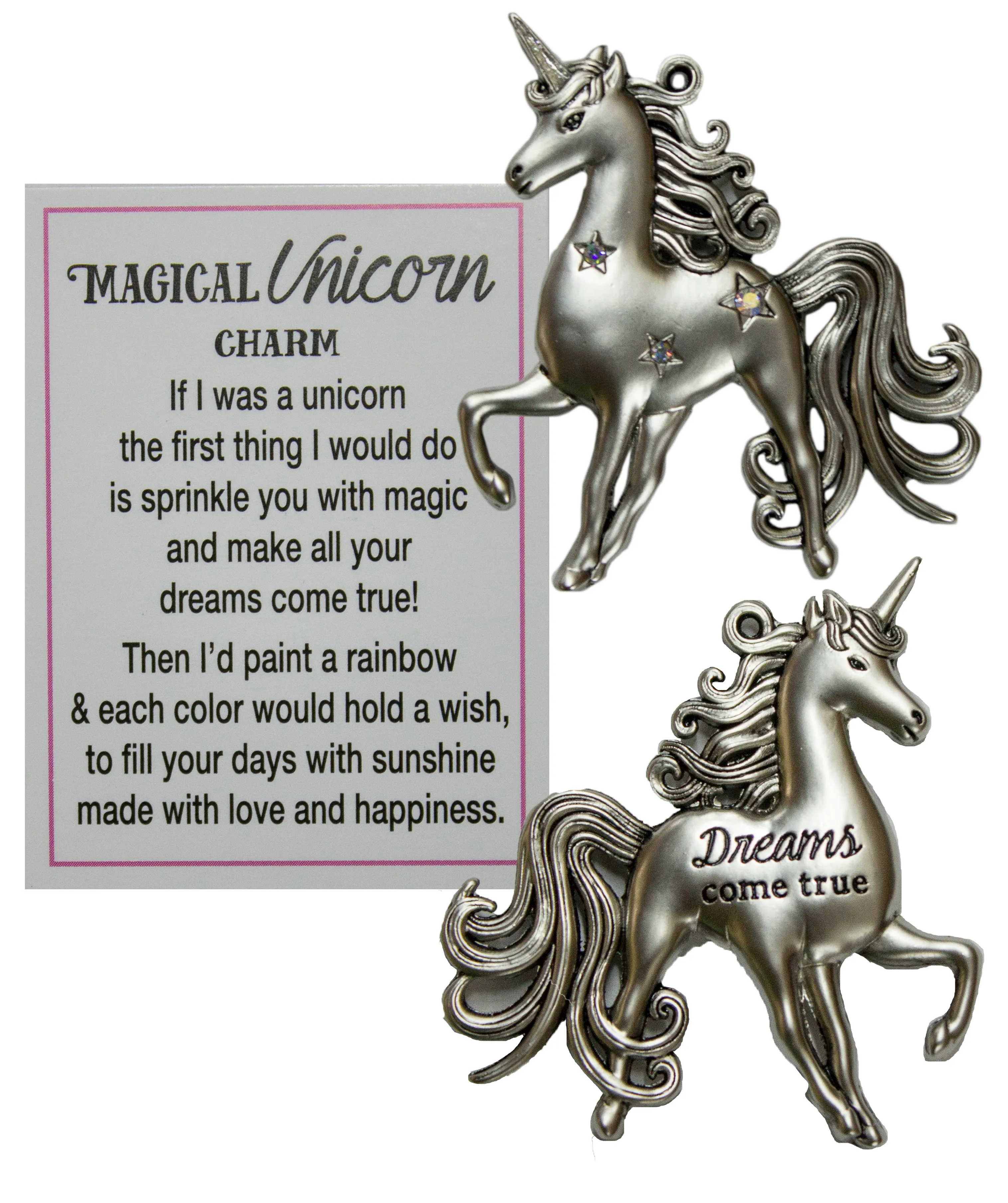 Magical Unicorn Inspirational Zinc Pocket Charm With Story Card
