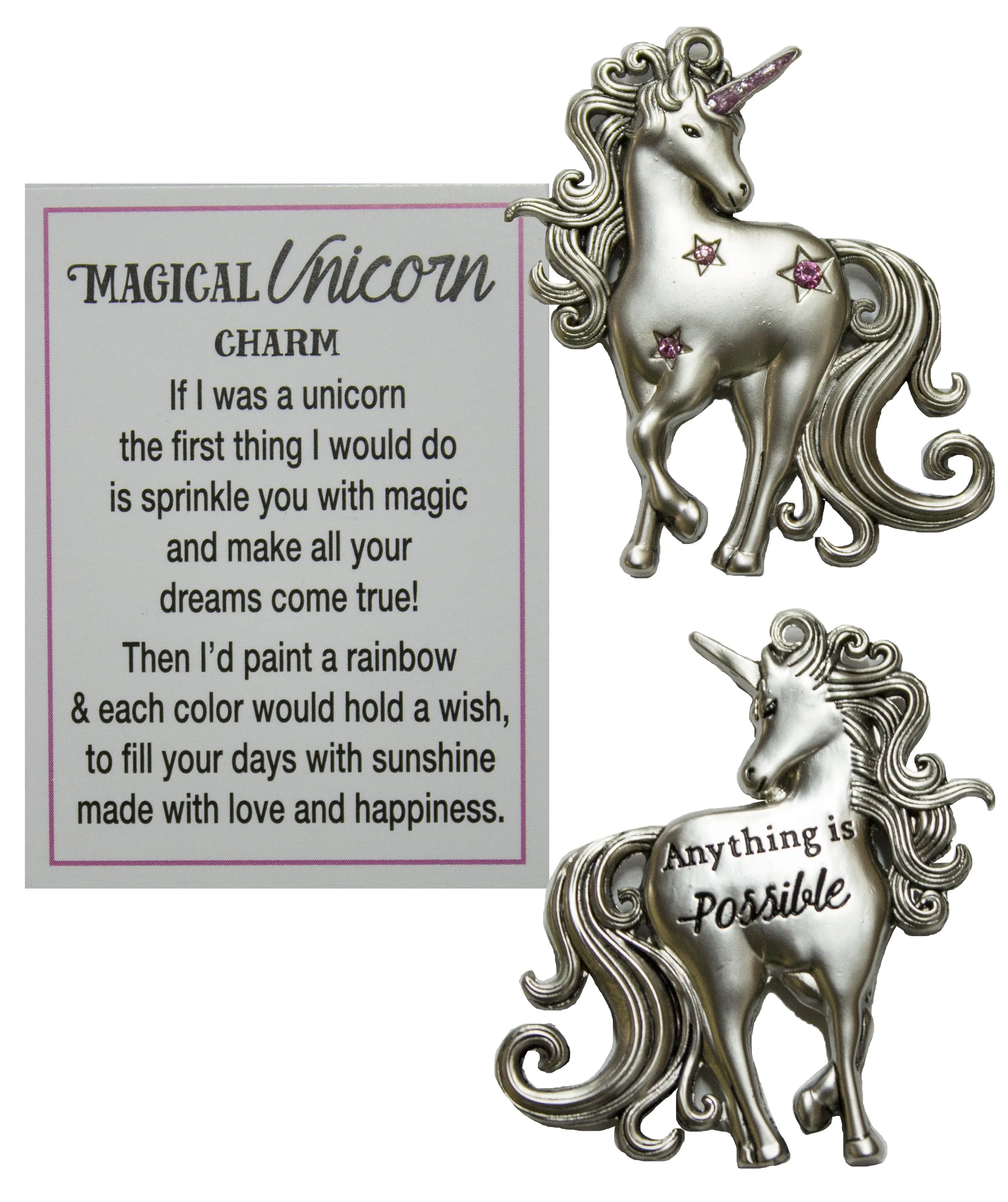 Magical Unicorn Inspirational Zinc Pocket Charm With Story Card