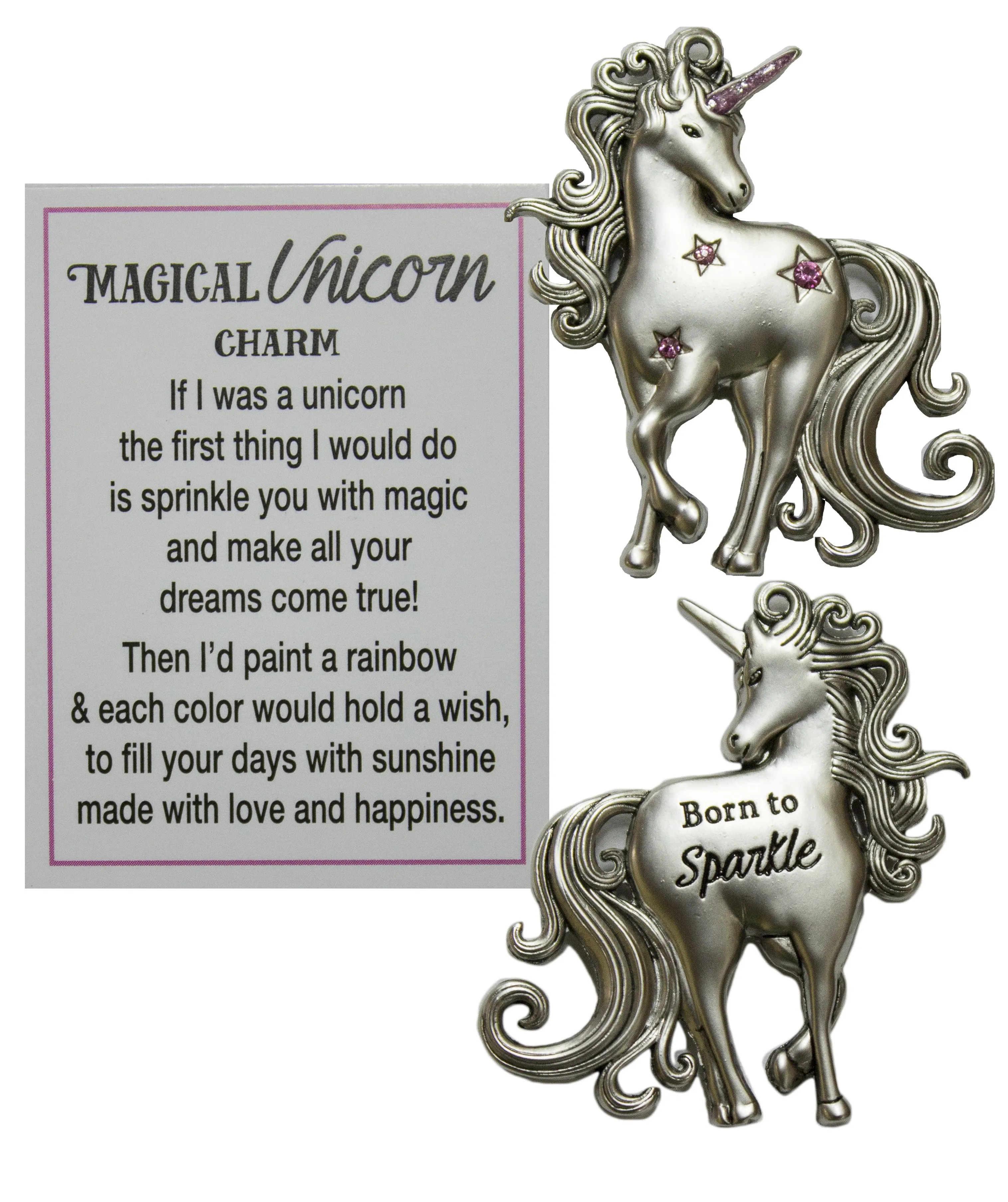 Magical Unicorn Inspirational Zinc Pocket Charm With Story Card