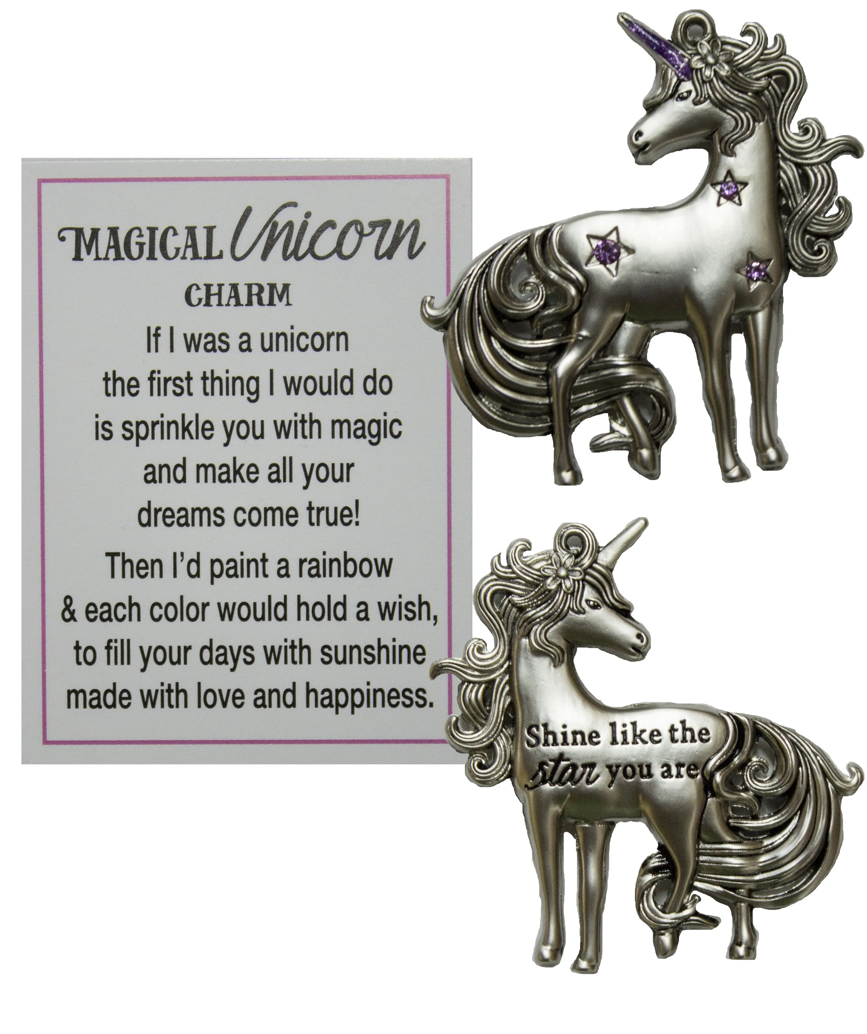 Magical Unicorn Inspirational Zinc Pocket Charm With Story Card