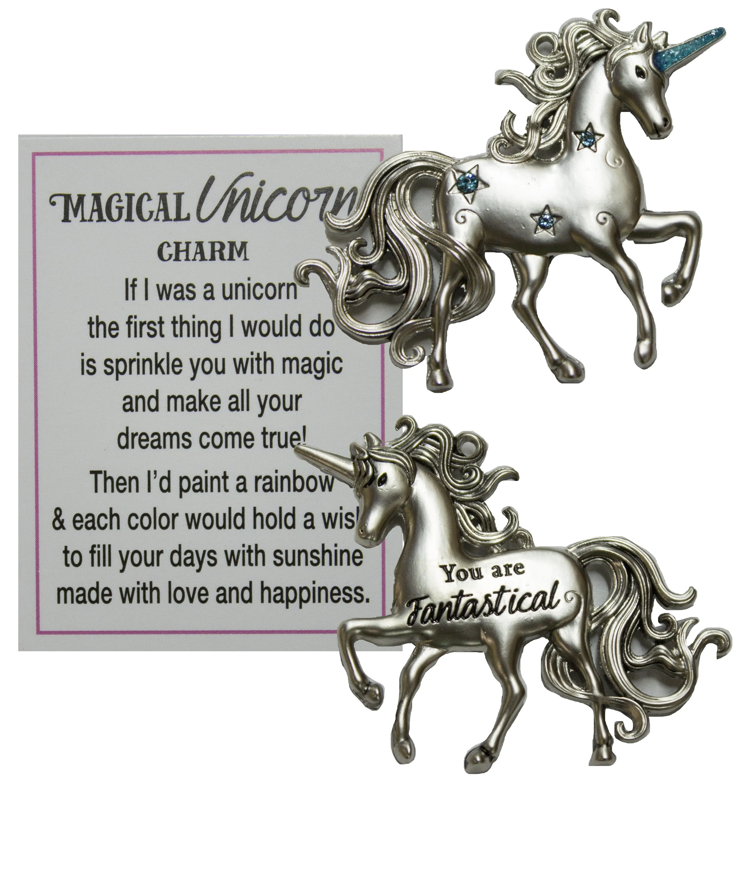 Magical Unicorn Inspirational Zinc Pocket Charm With Story Card