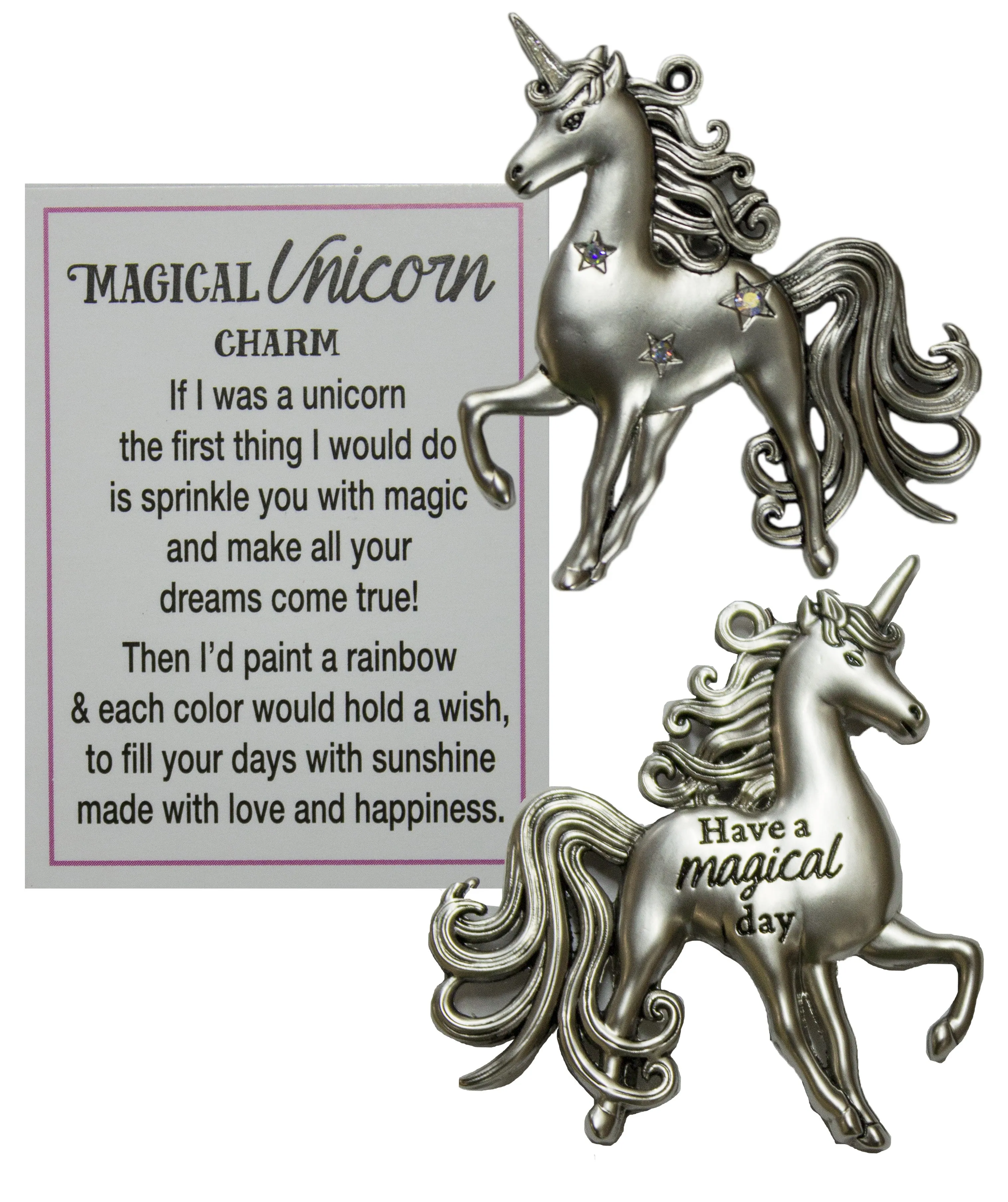 Magical Unicorn Inspirational Zinc Pocket Charm With Story Card