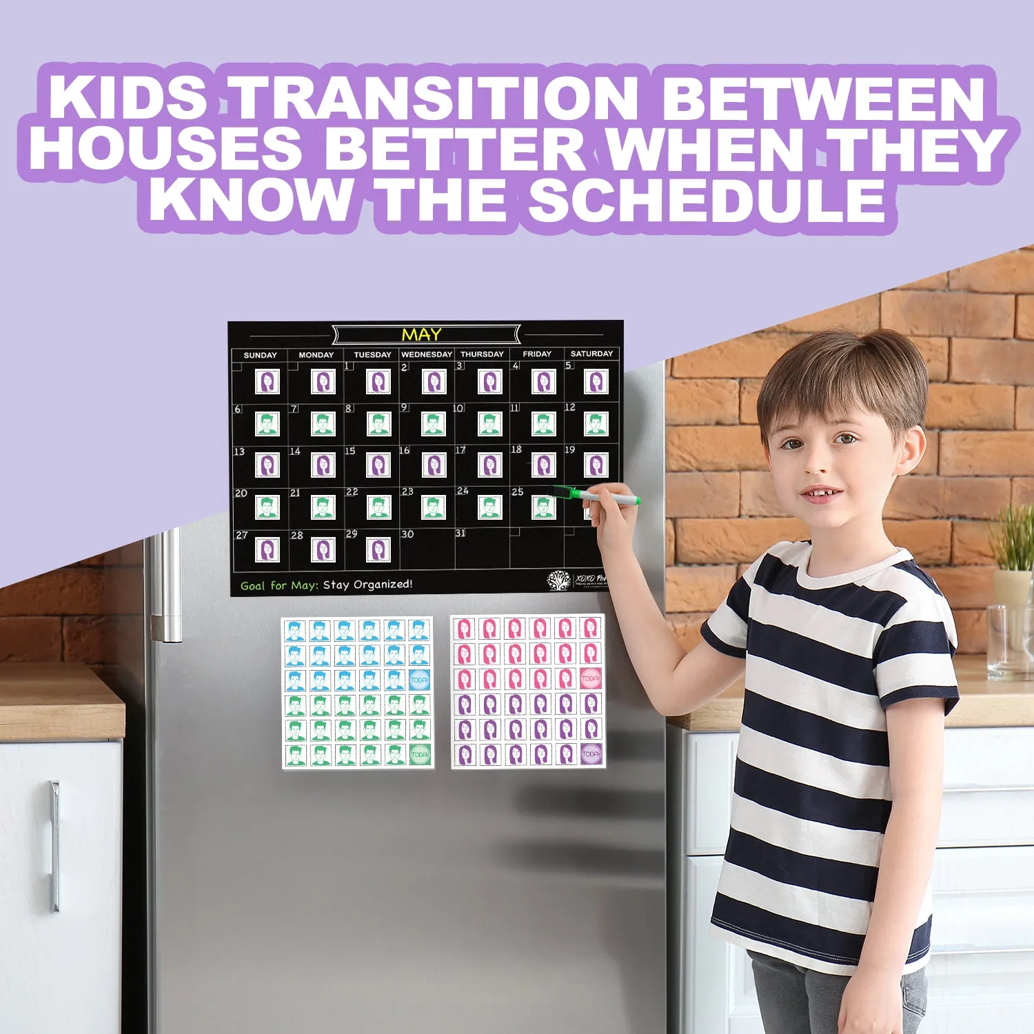 Magnetic CoParenting Labels for Calendar