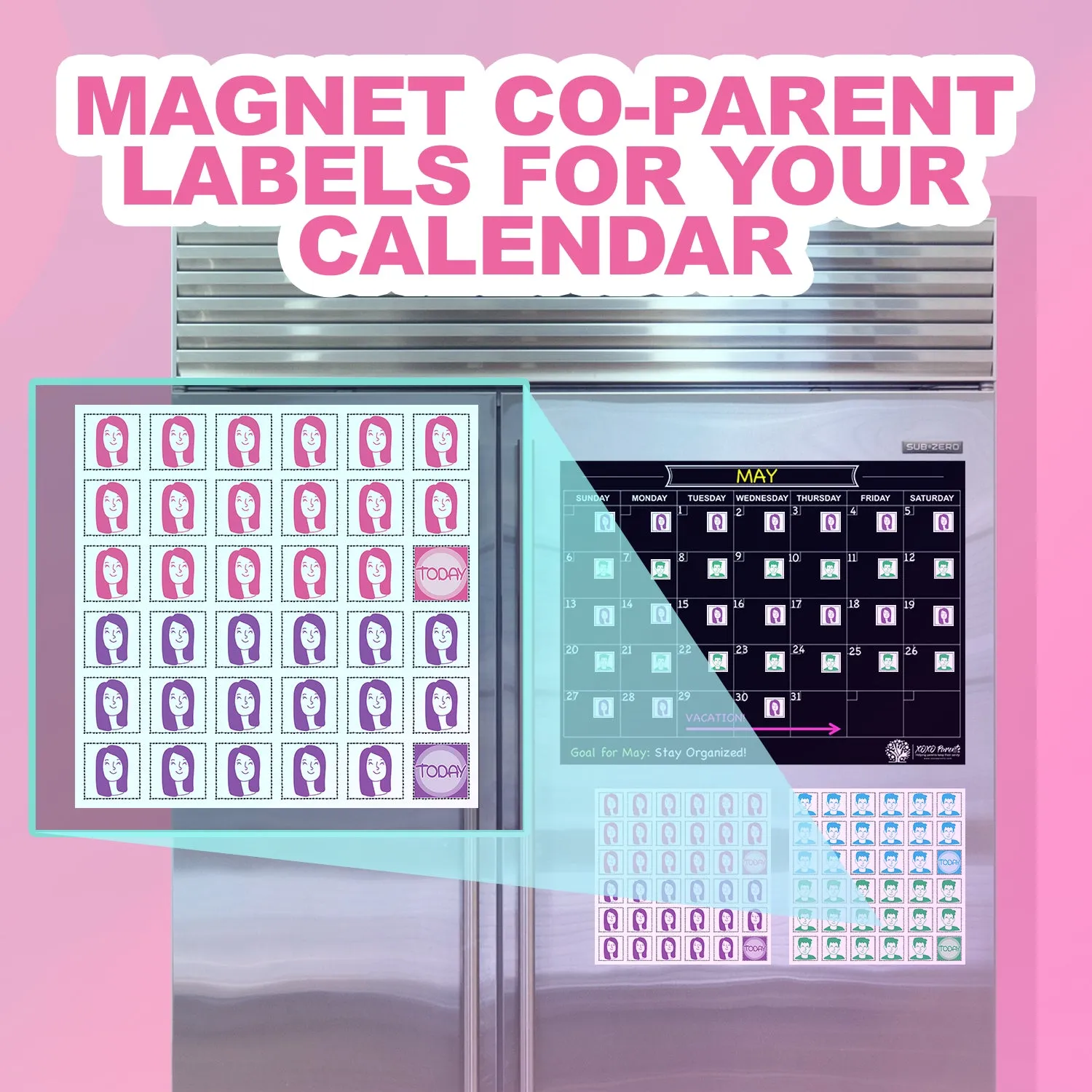 Magnetic CoParenting Labels for Calendar