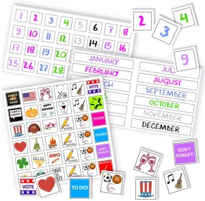 Magnetic Month Labels, Dates & Holidays (White)