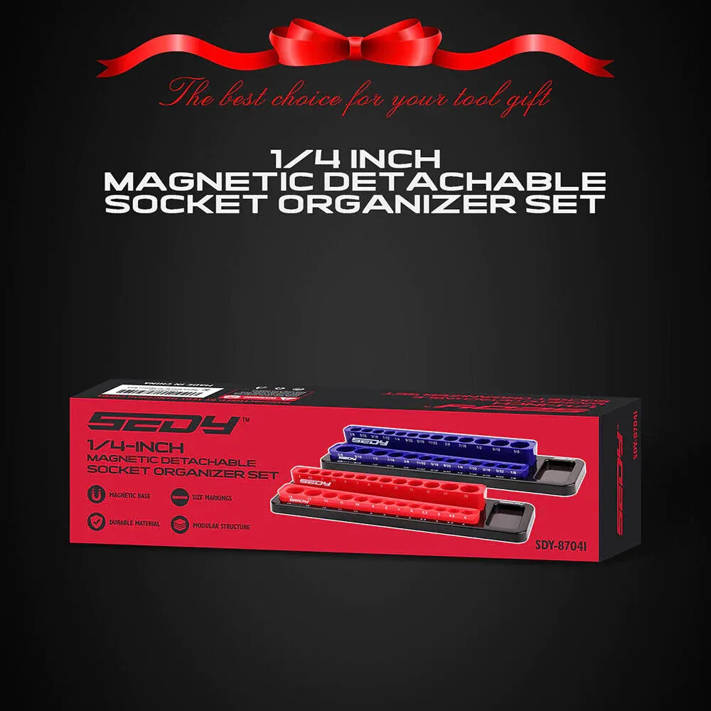 Magnetic Socket Holder Set - Detachable 1/4" Drive Metric & SAE Organizer