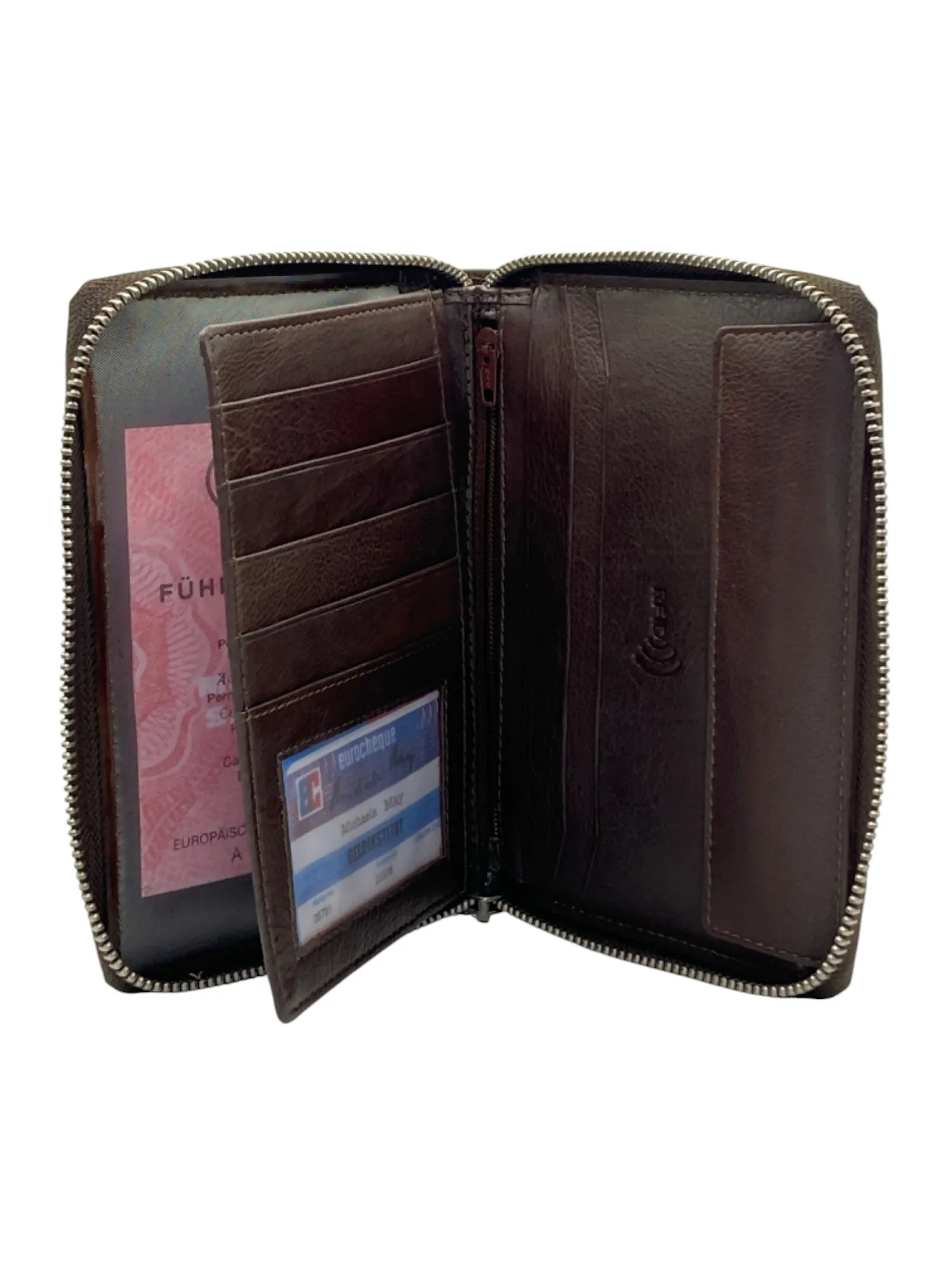 Marvel Luxury Passport Wallet Full Zip in Genuine Leather #1794NZ