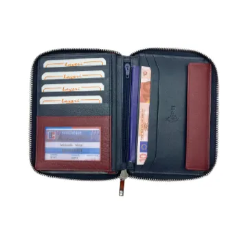 Marvel Luxury Passport Wallet Full Zip in Genuine Leather #1794NZ