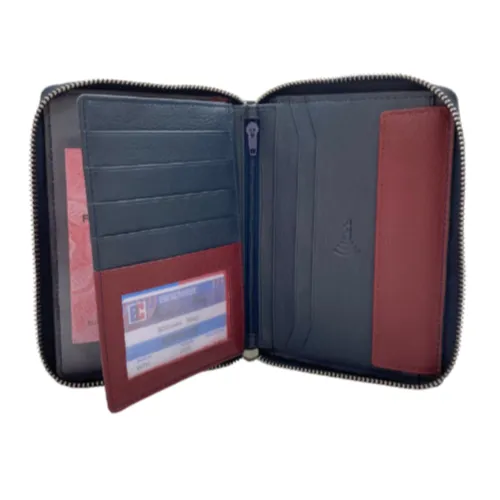 Marvel Luxury Passport Wallet Full Zip in Genuine Leather #1794NZ