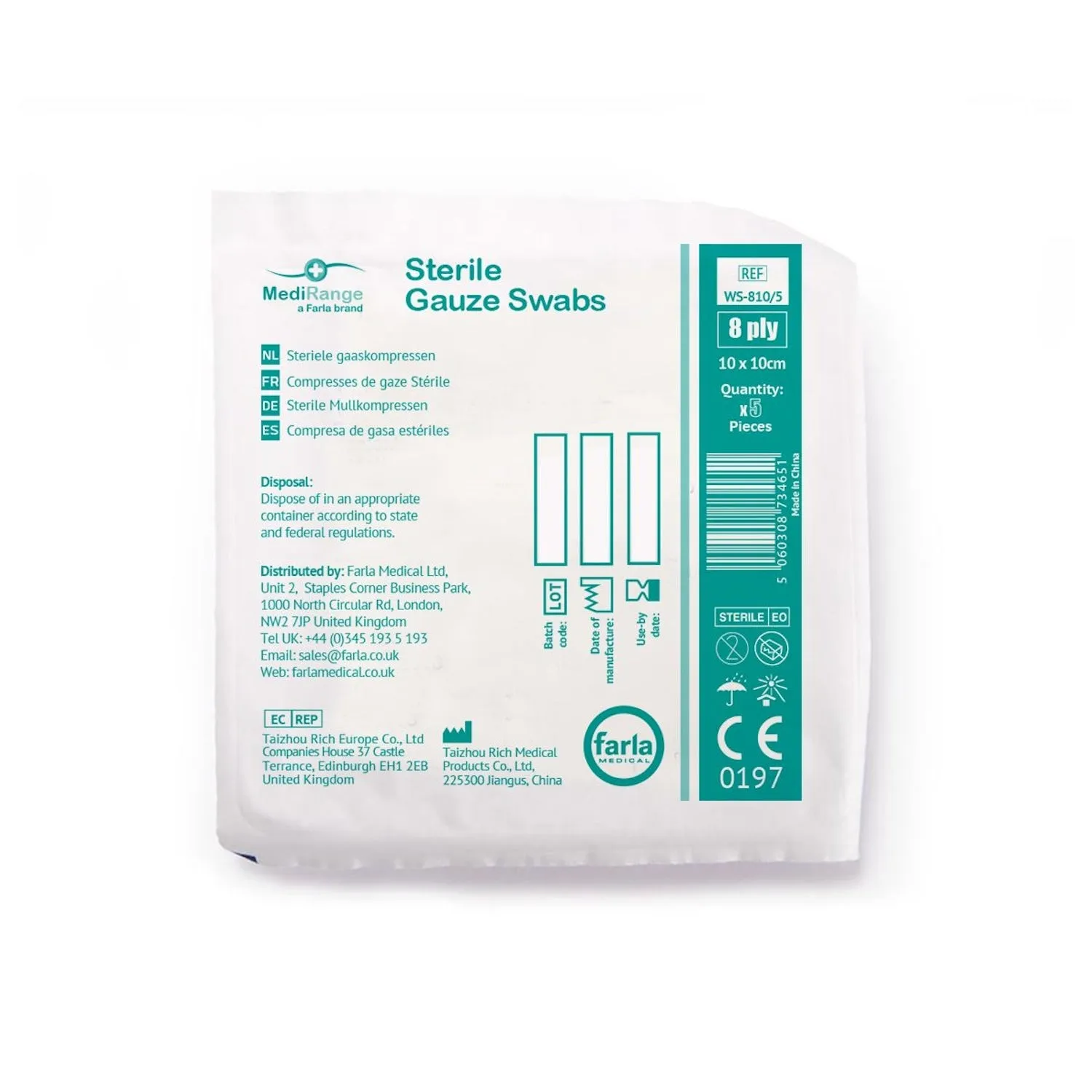 MediRange Gauze Swabs | 10 x 10cm | 8 Ply | Pack of 50 Pouches