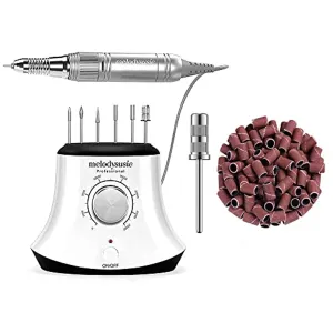 MelodySusie 30000 RPM Professional Nail Drill-Scarlet, High Speed, Low Heat, Low Noise, Low Vibration, Portable Drill for Shaping, Buffing, Removing Acrylic Nails, Gel Nails with 100PCS Sanding Bands