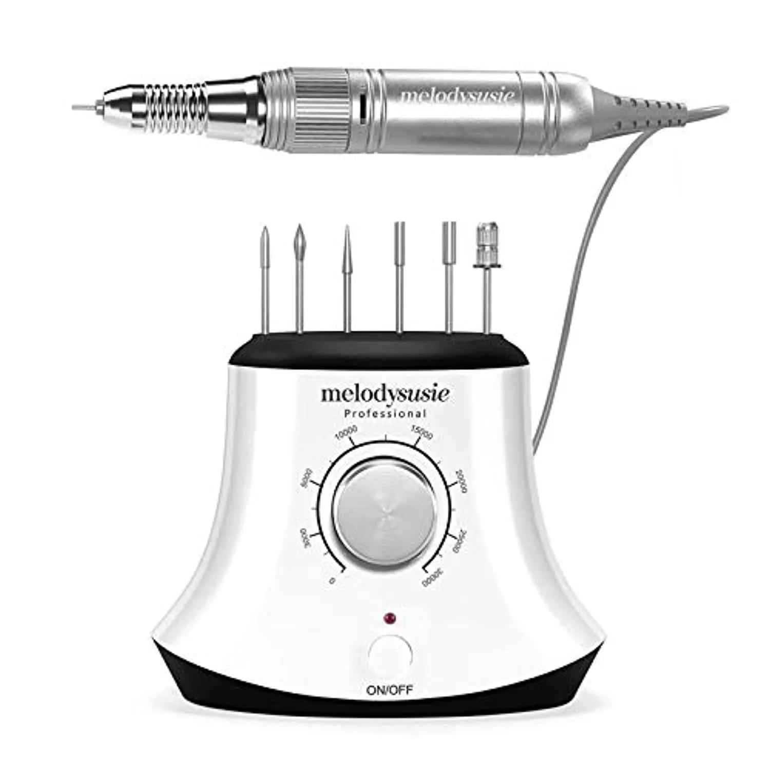 MelodySusie 30000 RPM Professional Nail Drill-Scarlet, High Speed, Low Heat, Low Noise, Low Vibration, Portable Drill for Shaping, Buffing, Removing Acrylic Nails, Gel Nails with 100PCS Sanding Bands