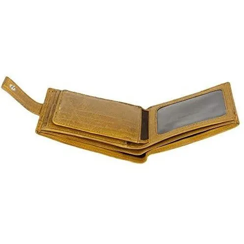 Mens Smart Trifold Wallets RFID Protected Genuine Leather with Coin Pockets, Card Holder with Gift Box