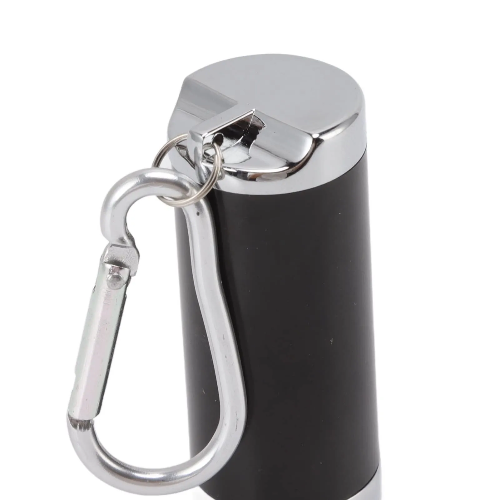 Mini Ashtray, Fireproof Rust Resistance Buckle Design Stainless Steel Portable Ashtray Keychain for Office (Black)