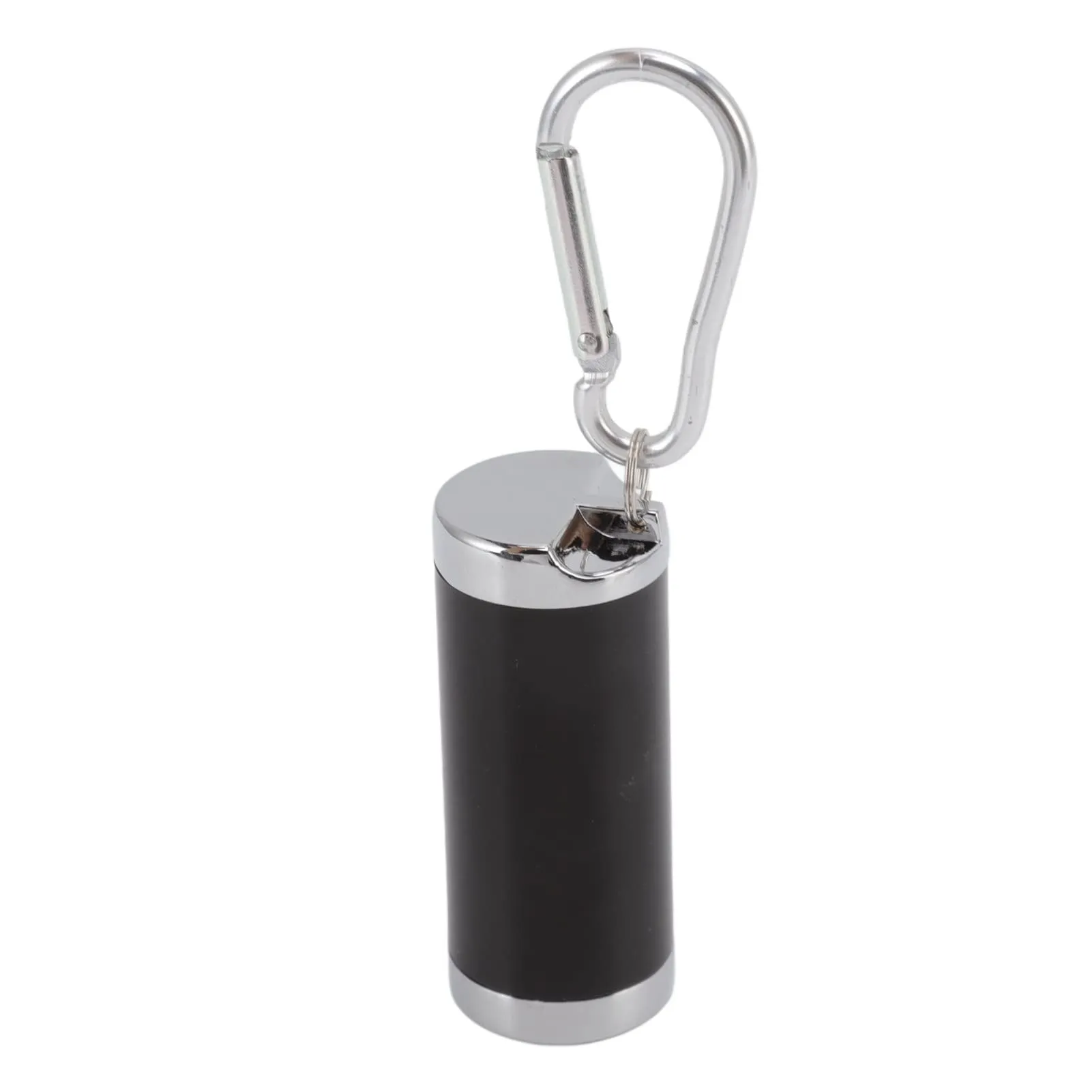 Mini Ashtray, Fireproof Rust Resistance Buckle Design Stainless Steel Portable Ashtray Keychain for Office (Black)