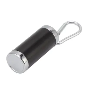 Mini Ashtray, Fireproof Rust Resistance Buckle Design Stainless Steel Portable Ashtray Keychain for Office (Black)