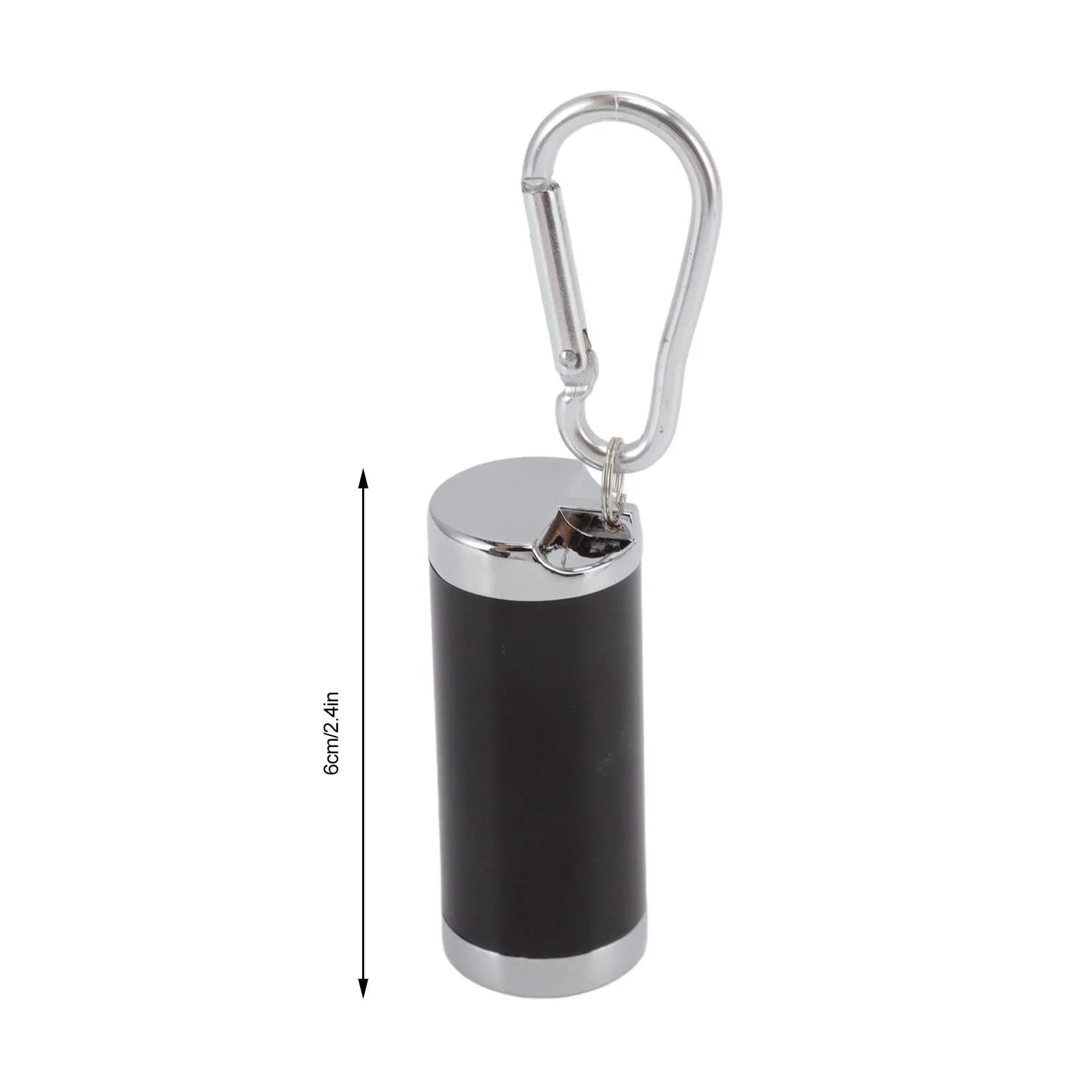 Mini Ashtray, Fireproof Rust Resistance Buckle Design Stainless Steel Portable Ashtray Keychain for Office (Black)