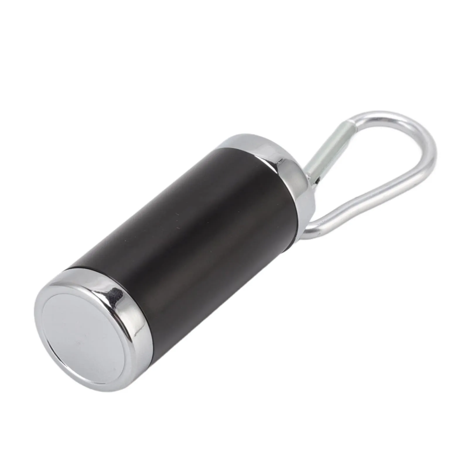Mini Ashtray, Fireproof Rust Resistance Buckle Design Stainless Steel Portable Ashtray Keychain for Office (Black)