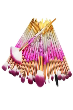Multicolor Diamond Makeup Blending Brushes Set - 20 Pcs