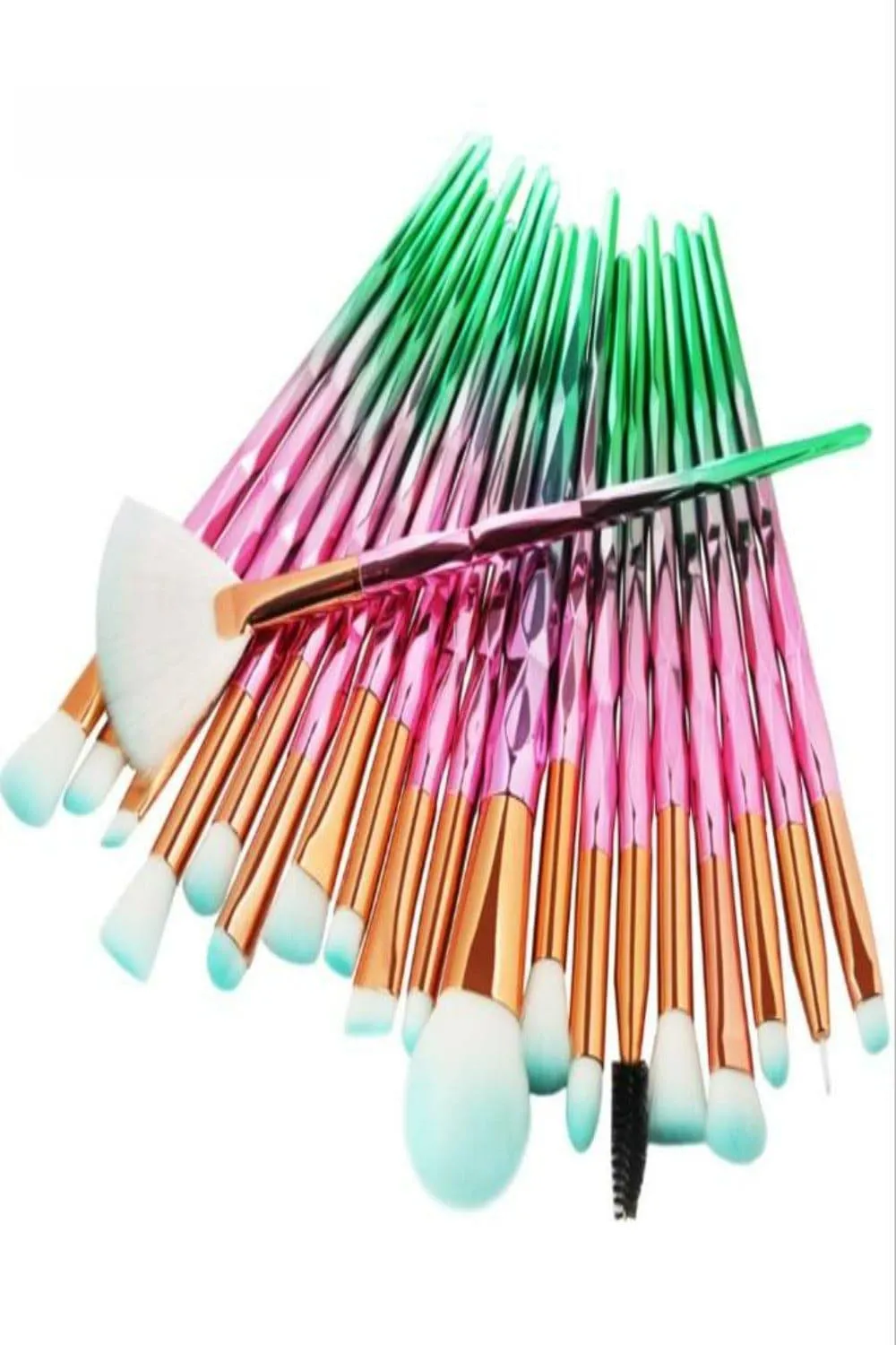 Multicolor Diamond Makeup Blending Brushes Set - 20 Pcs