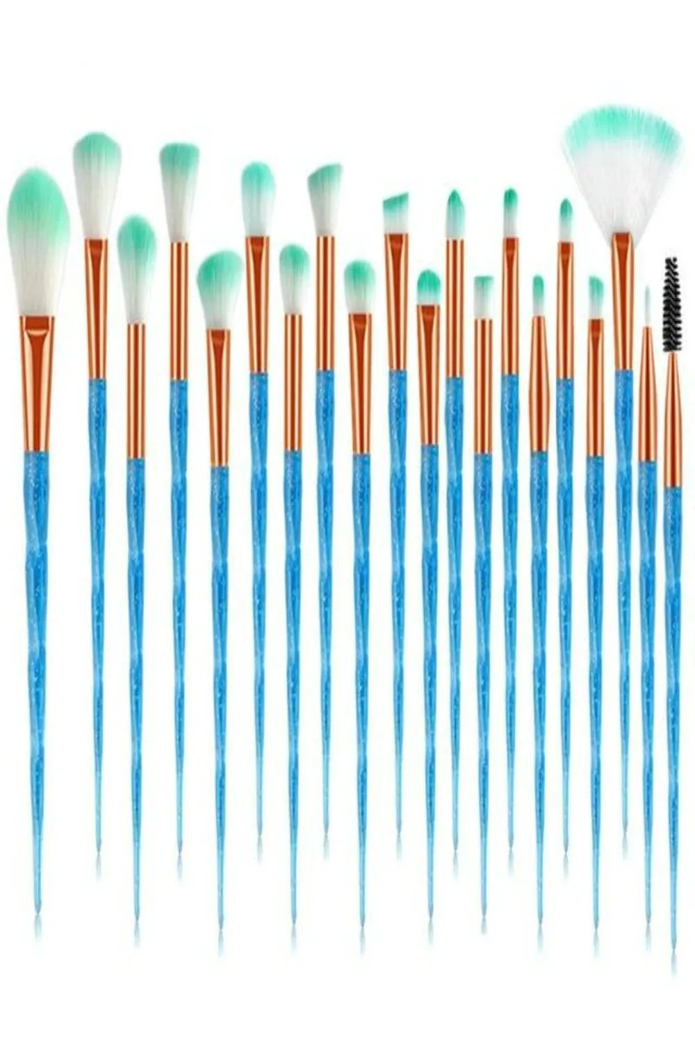 Multicolor Diamond Makeup Blending Brushes Set - 20 Pcs