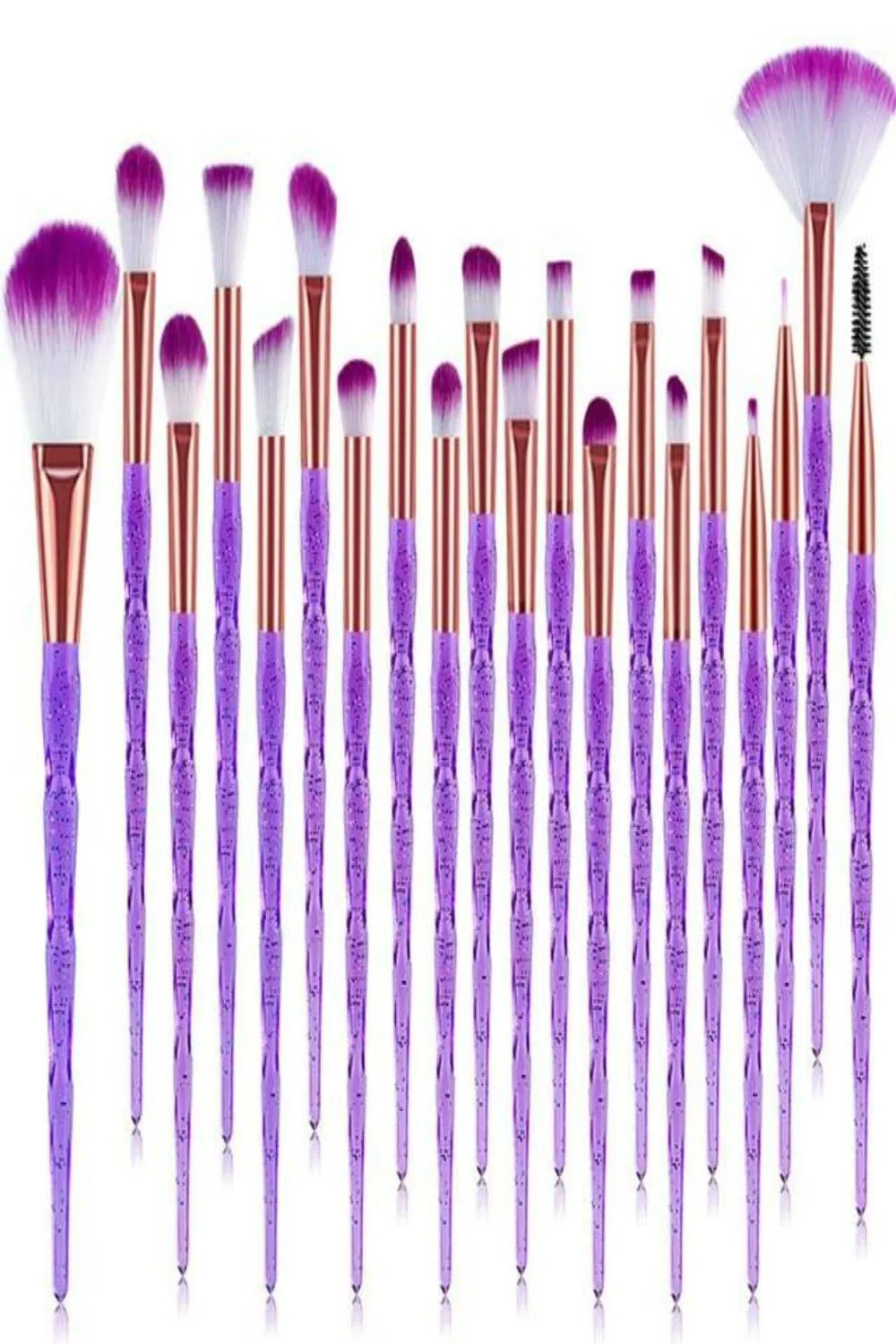 Multicolor Diamond Makeup Blending Brushes Set - 20 Pcs