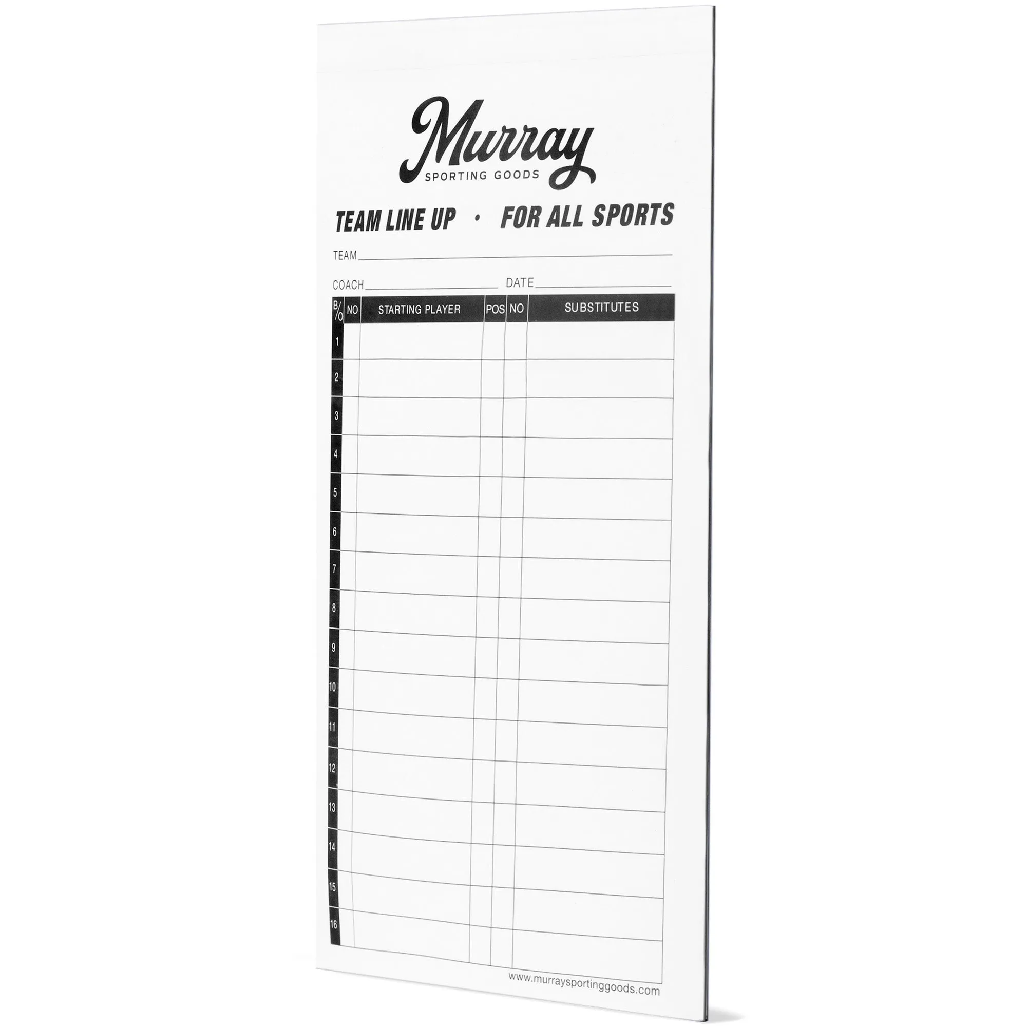 Murray Sporting Goods Baseball Lineup Card Individual Sheets - 50 Games