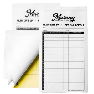 Murray Sporting Goods Baseball Lineup Card Individual Sheets - 50 Games