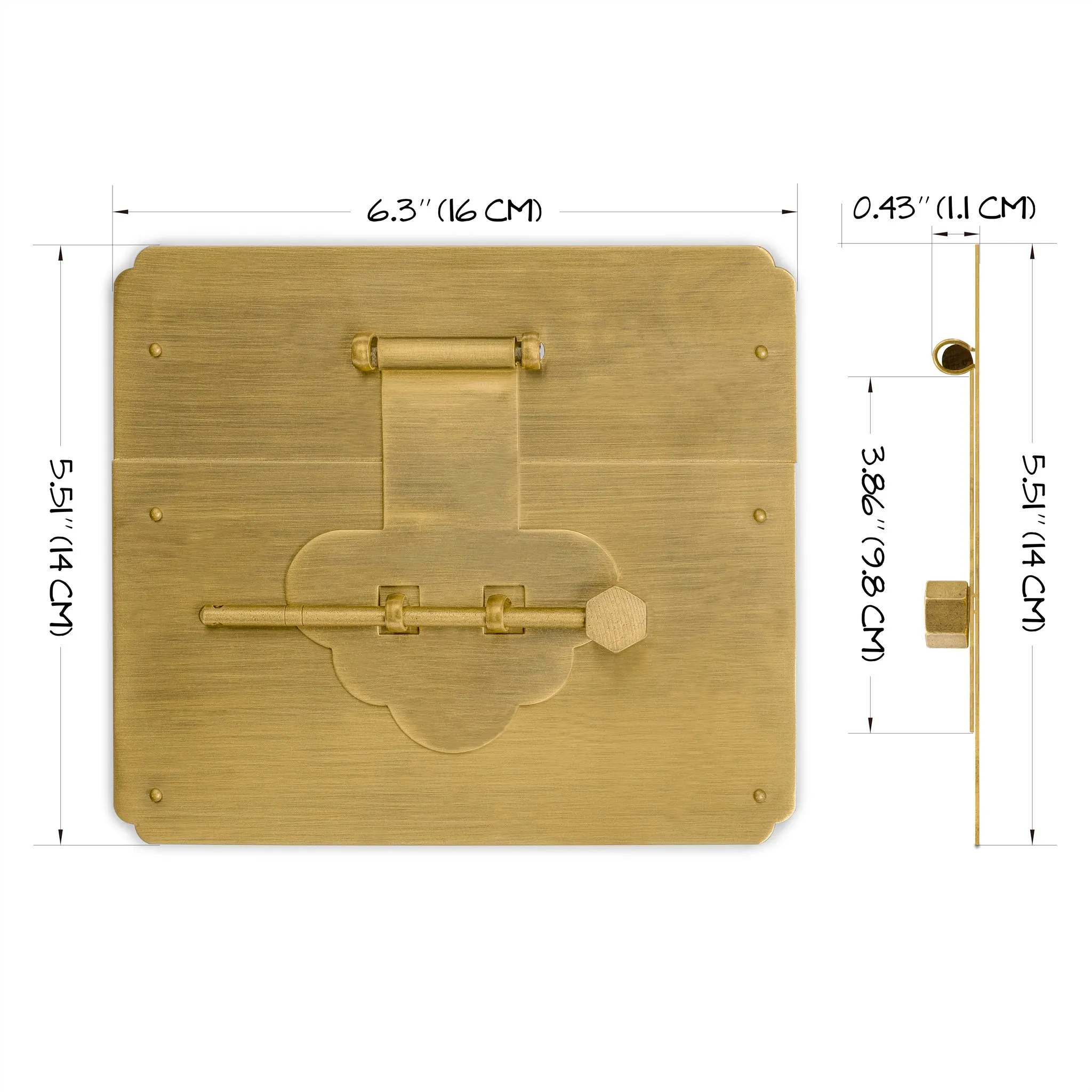 Mushroom Square Chest Box Face Plate Latch (5.5"x 6.3")
